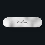 Personalised Script Name Cute Girly Skateboard<br><div class="desc">Easily personalise this colourful Skateboard on Modern Cute SILVER GRAY abstract design featuring your custom name in elegant calligraphy font. Add your name,  choose font,  change size and position,  add clipart,  photos and shapes.</div>