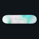 Personalised Script Name Cute Girly Skateboard<br><div class="desc">Easily personalise this colourful Skateboard on Modern Cute pastel mint green colour abstract design featuring your custom name in elegant calligraphy font. Add your name,  choose font,  change size and position,  add clipart,  photos and shapes.</div>