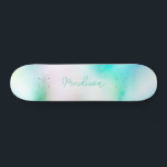 Personalised Script Name Cute Girly Skateboard<br><div class="desc">Easily personalise this colourful Skateboard on Modern Cute pastel mint green colour abstract design featuring your custom name in elegant calligraphy font. Add your name,  choose font,  change size and position,  add clipart,  photos and shapes.</div>