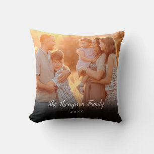 Personalised Script Name Date Photo Cushion