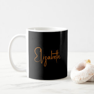 Personalised Script Name Elegant Black Custom Coffee Mug