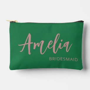 Personalised Script Name Green Bachelorette Makeup Accessory Pouch