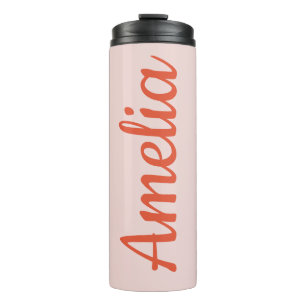 Personalised Script Name Pink Red Bridal Favour Thermal Tumbler