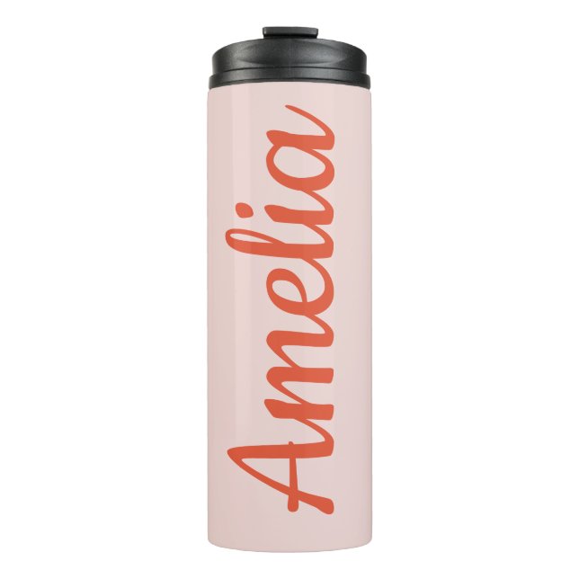 Personalised Script Name Pink Red Bridal Favour Thermal Tumbler (Front)