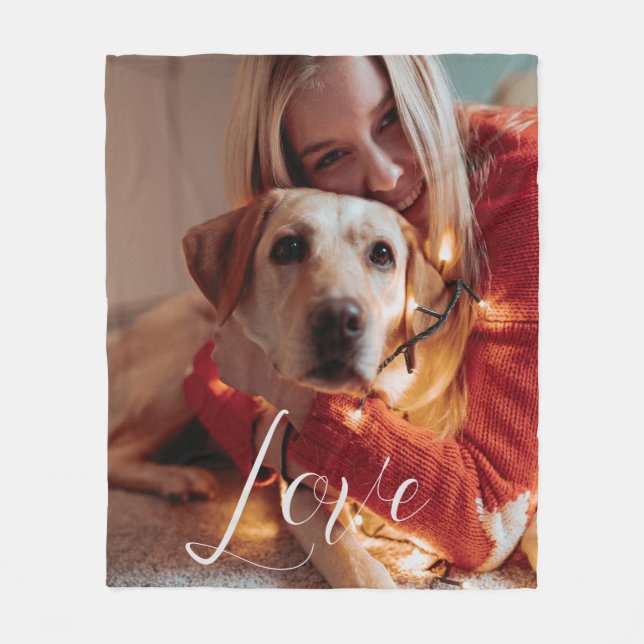 Personalised Script Pet Dog Photo Fleece Blanket (Front)