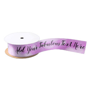 Personalised script text elegant chic purple satin ribbon
