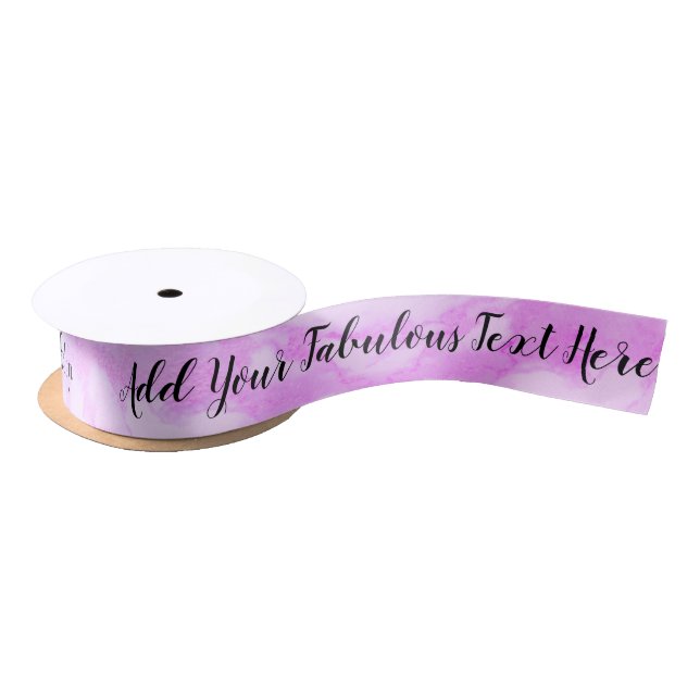 Personalised script text elegant chic purple satin ribbon (Spool)