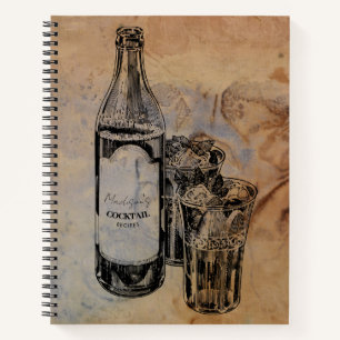 Personalised Script Vintage Cocktail Drinks  Notebook