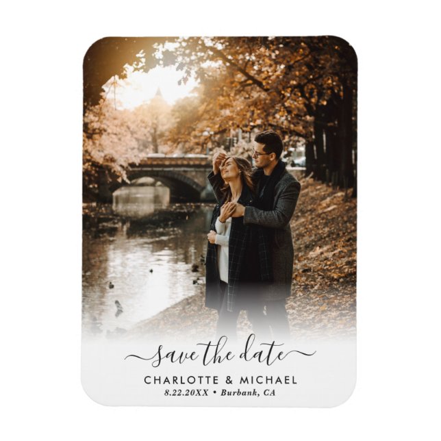 Personalised Script Wedding Photo Save The Date Magnet (Vertical)