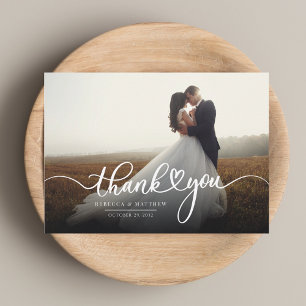 Personalised Script Wedding Photo Thank You Card