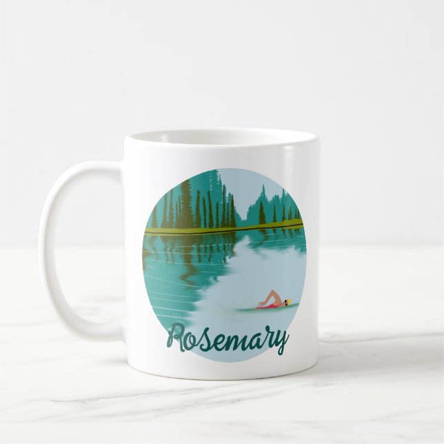 Personalised script wild swimming  coffee mug (Left)