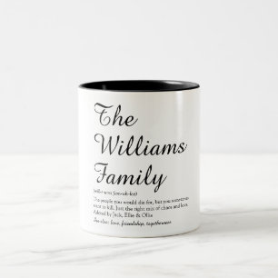 Personalised Script Your Family Name Definition Two-Tone Coffee Mug