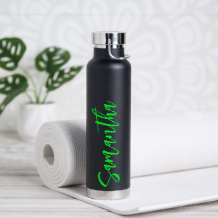 Personalised Script Your Name Neon Green Party Water Bottle