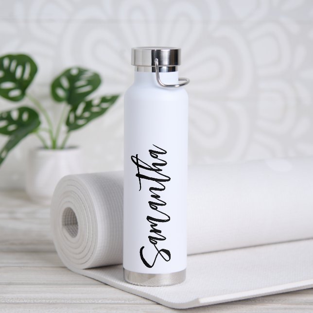 Personalised Script Your Name Party Black Water Bo Water Bottle (Yoga)