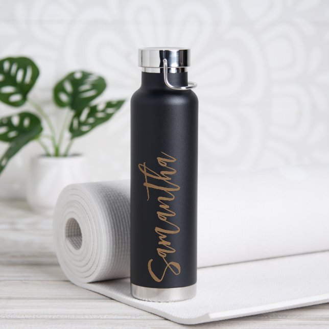Personalised Script Your Name Party Gold Water Bottle (Yoga)