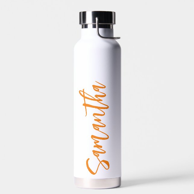 Personalised Script Your Name Party Orange Water Bottle (Left)