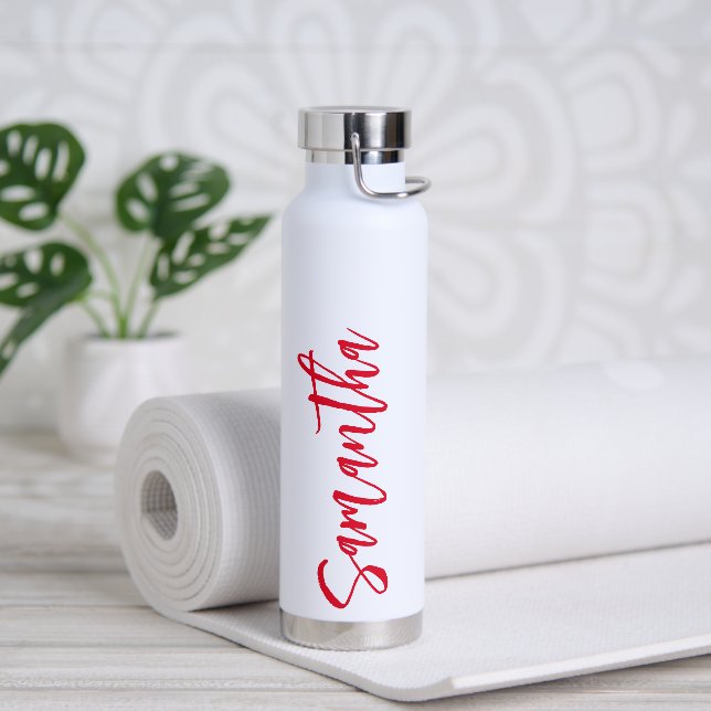 Personalised Script Your Name Party Red Water Bottle (Yoga)