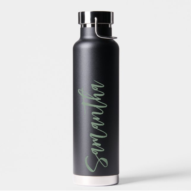 Personalised Script Your Name Party Sage Green Water Bottle (Left)