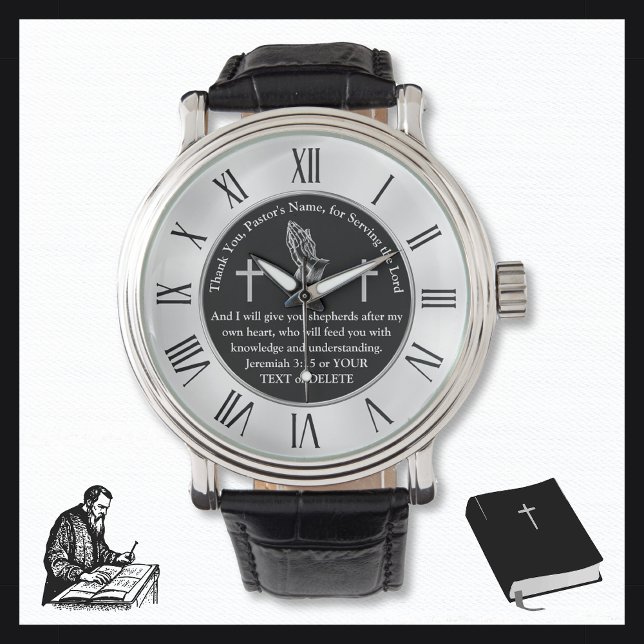 Personalised Scripture Gift Ideas for Pastors Watch (Pastor Ordination Gifts. Scripture gift ideas. Gifts for Pastors. Pastor anniversary gift ideas.)
