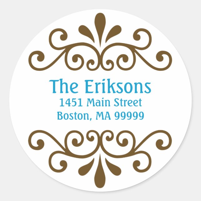 Personalised Scroll Address Labels in Aqua (Front)