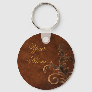 Personalised Scroll Leaf Keychain
