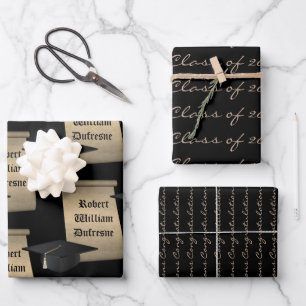 Personalised Scrolls Graduation Wrapping Paper She