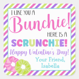 Personalised Scrunchie Valentine's Day  Square Sticker
