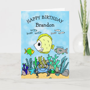 Personalised Sea Creatures  Boy's Birthday Card