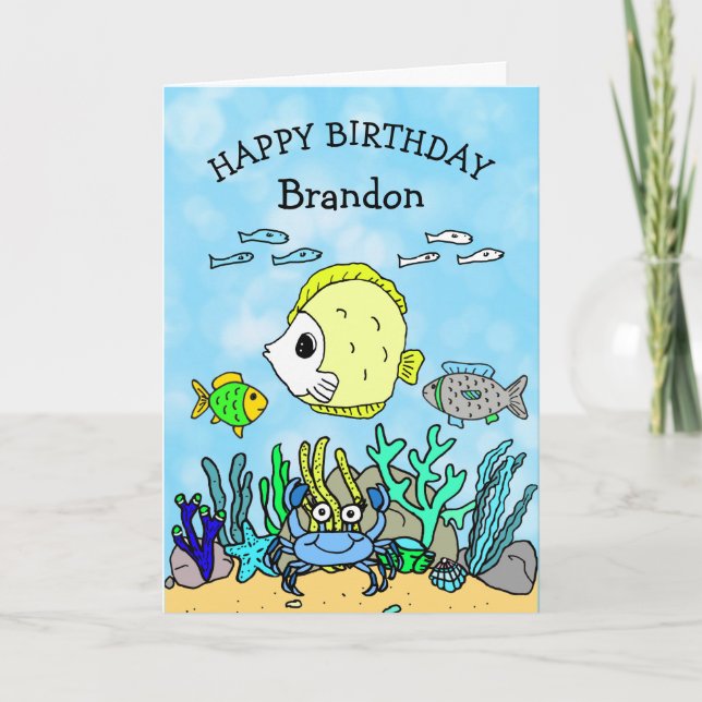 Personalised Sea Creatures  Boy's Birthday Card (Front)