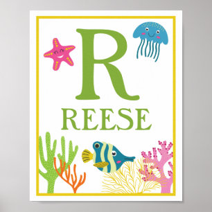 Personalised Sea Creatures Kids' Art Print Set