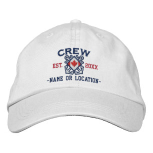 Personalised Sea Crew Nautical Canadian Flag Embroidered Hat