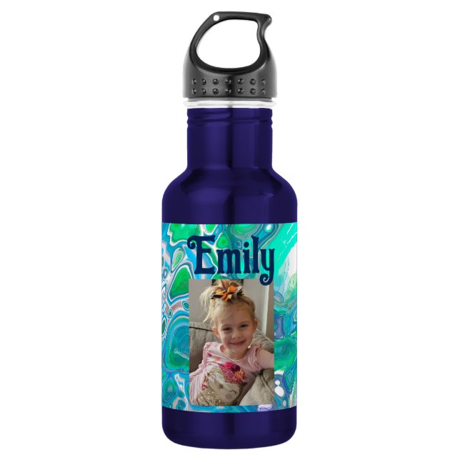 Personalised Sea Glass Digital Abstract Art   532 Ml Water Bottle (Front)