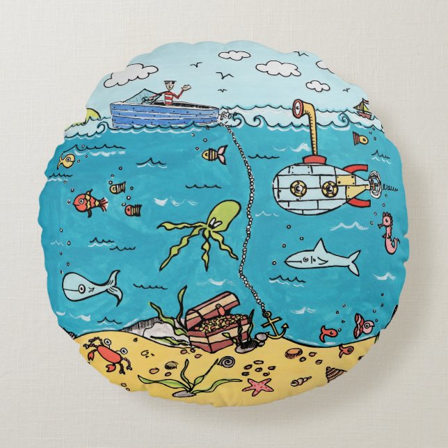 Personalised Sea Life Round cushion (Front)