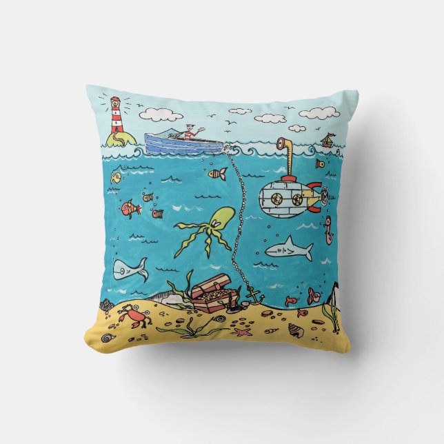 Personalised Sea Life Square Cushion (Front)