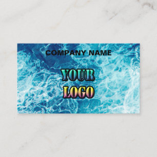 Personalised sea ocean waves navy blue nature wate business card