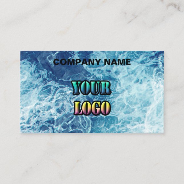 Personalised sea ocean waves navy blue nature wate business card (Front)
