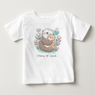 Personalised Sea Otter Love Baby T-shirt