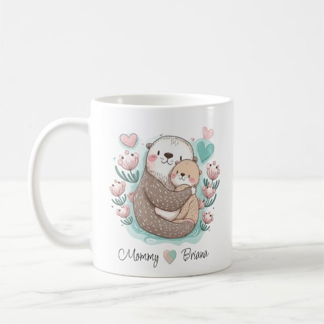 Personalised Sea Otter Love Mug (Left)