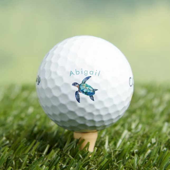 Personalised Sea Turtle Callaway Warbird Golf Balls (Insitu Tee)