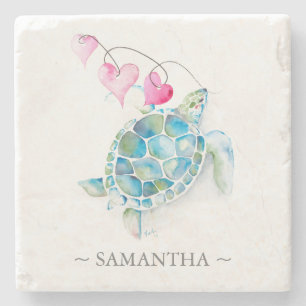 Personalised Sea Turtle Gifts for Her Stone Coaster