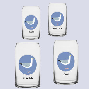 Personalised Seagull Can Glass
