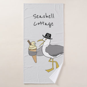 Personalised Seagull Illustration Bath Towel