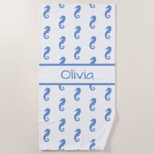 Personalised Seahorse Beach Towel
