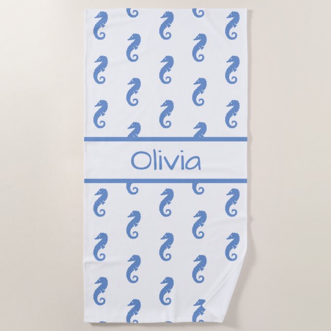 Personalised Seahorse Beach Towel (Front)