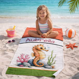 Personalised Seahorse Kids’ Beach Towel