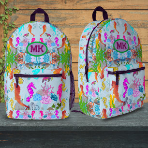Personalised Seahorse Ocean Kids Backpack, Custom  Printed Backpack