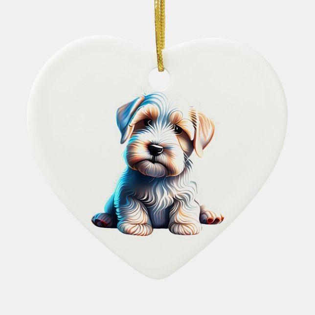 Personalised Sealyham Terrier Puppy Ceramic Tree Decoration (Front)