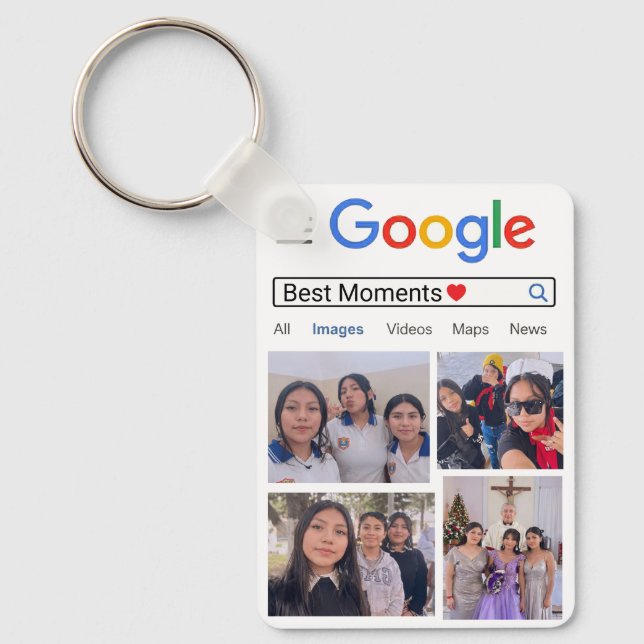 Personalised Search Bar Text custom memory Photos  Key Ring (Front)