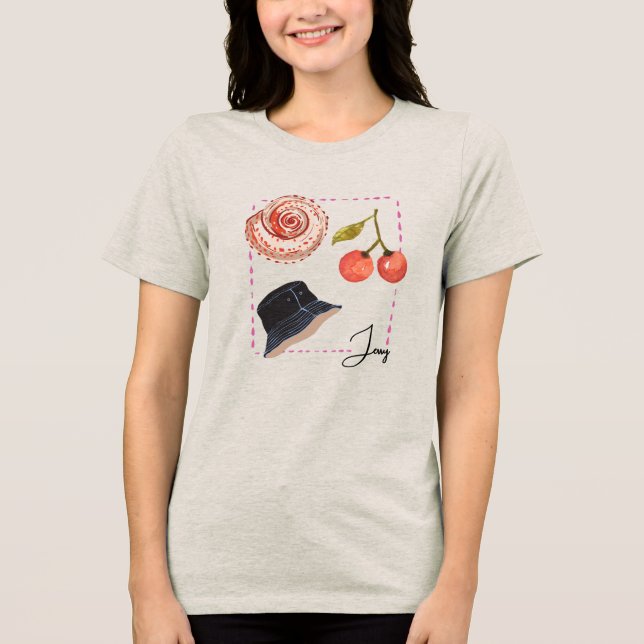 Personalised Seashell & Cherry  Fisher-Inspired Tri-Blend Shirt (Front)