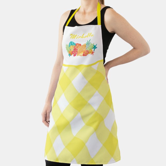 Personalised Seashells and Gingham Apron (Insitu)